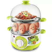 绿 美的(Midea)煮蛋器蒸蛋器 家用迷你早餐机神器 双层多用电蒸锅智能防干烧 煮鸡蛋