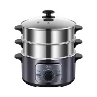银灰色 Midea/美的电蒸锅不锈钢三层大容量家用多功能