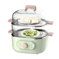 青绿色 美的电蒸锅多功能家用大容量双层蒸笼蒸菜早餐神器小型透明蒸汽锅