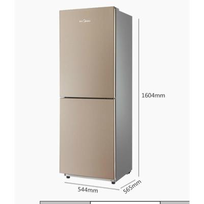 美的190升金色双门冰箱 美的)冰箱家用节能三开门三门双门冰箱租房小型冰箱