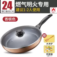 香槟金燃气专用(24cm有盖) 苏泊尔平底锅不粘锅煎锅家用多功能油炸煎蛋牛排电磁炉燃气通适用