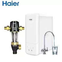 套餐1 海尔(Haier)家用净水器无桶双出水直管线机壁挂式速热饮水机 净饮水套装