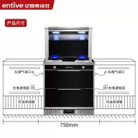 亿田(entive) 集成灶蒸烤一体侧吸抽油烟机烟灶套装燃气灶钢化玻璃台面 A5 轻奢精致储物款(天然