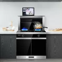 亿田(entive)集成灶储物柜 90L大容量 集成灶一体灶家用 JJZT-J01C钢化玻璃台面 天然气 液化气
