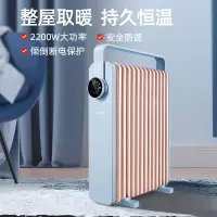 美的油汀取暖器家用 节能 省电暖气片烤火炉油丁酊速热暖风机卧室 浅蓝色