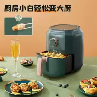 美的(Midea)空气炸锅家用无油炸锅新款3L容量全自动多功能电炸机薯条机不粘炸锅分体式设计电气炸锅 3L容量 森墨绿丨