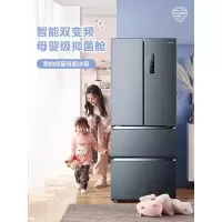 美的402L法式四门双开多门一级变频风冷无霜母婴抑菌智能家电冰箱 炫晶灰