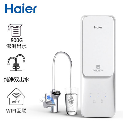 海尔(Haier) 家用净水器800G无桶大通量双出水直饮机云净 反渗透TDS智能 净水器+HSWGD1905B冷热型管