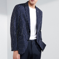 优品剪标男士时尚休闲条纹单西