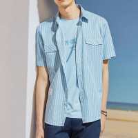 优品剪标时尚休闲男式经典线条短袖衬衫