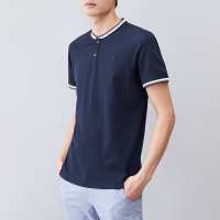 优品剪标时尚休闲基础简约绣花款短袖POLO衫舒适小领套头衫男