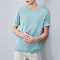 优品剪标春夏新品男装简约经典圆领净色短袖
