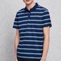 优品剪标男式条纹短袖POLO衫