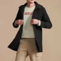 优品剪标净色带帽款风衣简约长款防风外套男