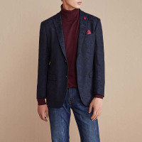 优品剪标时尚平驳领休闲西服舒适单男士西装