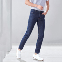 优品剪标简约时尚休闲新款中腰宽松直筒经典牛仔裤