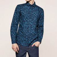 优品剪标时尚潮款休闲花纹衬衫