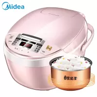 美的(Midea)电饭煲 微压蒸汽阀 24小时预约 黄晶内胆3升电饭锅 3L浪漫粉|智能预约