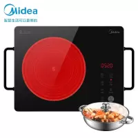 美的(Midea)电磁炉 滑控调节 火锅炉 2200W大火力电磁灶 旋磁叠式线圈盘 智能断电 不挑锅具电陶炉[赠