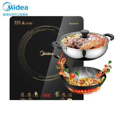 美的(Midea)电磁炉滑控调节火锅炉 2200W大火力微晶面板一键爆炒 智能定时 滑控调节一键爆炒款