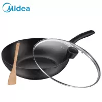 美的(Midea)麦饭石色炒菜锅不粘锅家用无烟炒锅具电磁炉煤气明火适用 麦饭石色[28CM口径]