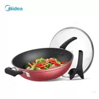美的(Midea)炒锅加厚家用少油烟不粘炒菜锅电磁炉锅炊具燃气适用 红色