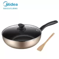 美的(Midea)炒锅 麦饭石不粘锅家用炒菜锅 燃气煤气电磁炉通用平底煎锅 典雅金