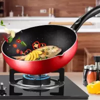 美的麦饭石色不粘锅炒锅无油烟炒菜锅具电磁炉炒锅天然气灶电磁炉通用炊具轻便 [28CM口径炒锅]