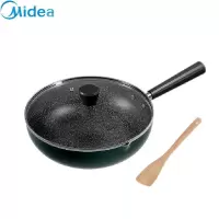 美的(Midea)军工绿麦饭石色涂层螺旋把手不粘炒锅家用炒锅电磁炉煤气灶适用炒菜锅平底锅煎锅 28CM螺旋把手升级款