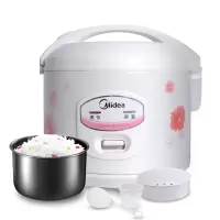 美的(Midea)电饭煲机械式家用5L升大容量电饭锅老式老人小孩易操作6-8人食煮饭锅黑晶不粘锅内胆 白色