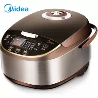 美的(Midea)电饭煲家用电饭锅气动涡轮防溢金属机身圆灶釜内胆4L可预约(3-5人用餐) 5L黄晶内胆