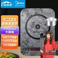 美的(Midea)电磁炉 家用大功率 日本进口面板 恒匀火加热 智能定时 赠欧式汤锅 [配欧式汤锅]大理石纹面板