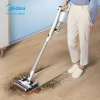 美的无线吸尘器家用小型强力大吸力吸尘拖地一体机手持式地毯除螨 极地白