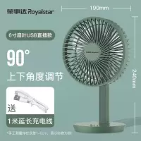 荣事达(Royalstar)usb台式风扇学生宿舍办公可充电扇便携式桌面大风力低音 松烟绿 充电款3000mAh(持久续