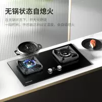 华帝出品百得燃气灶防干烧双边定时煤气灶双灶家用嵌入式猛火灶台 黑色 液化气