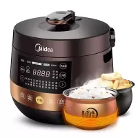 美的(Midea)智能家用大容量电压力锅5 多功能不粘双胆 开盖收汁一键排气 高压锅 [尊享版]深棕郁金色