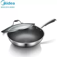 美的(Midea)32cm不粘锅无油烟炒菜316L不锈钢蜂窝炒菜锅电磁炉通用
