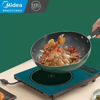 美的(Midea)喆物煎锅平底不粘锅麦饭石色煎蛋煎饼牛排燃气电磁炉通用 [28cm 深煎锅]带盖 3~5人用