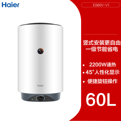 海尔电热水器电家用竖立储水洗澡租房卫生间速热50升60L一级能效 白色60L