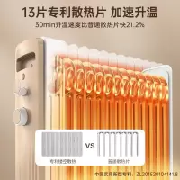 美的(Midea) 电油汀电暖气电暖器取暖器家用电油丁家用电暖气片烤火炉电热器节能干衣加湿 [13片2200W]烘衣加湿