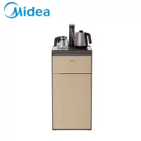 美的 Midea 立式下置式温热型饮水机茶吧机高端智能家用自动上水快热型沸腾壶 金色一键注水面对位