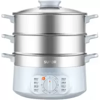 苏泊尔(SUPOR)电蒸锅 多功能电热锅电锅电煮锅电火锅三层10L大容量多用锅智能可定时 雾霾蓝家用电锅