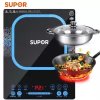 苏泊尔(SUPOR)电磁炉 大功率 微晶面板 智能旋控 拉丝防滑面板 电磁灶(赠欧式汤锅+炒锅) [节能先锋]密集猛火