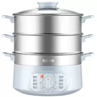 苏泊尔(SUPOR)电蒸锅家用电火锅三层13L大容量蒸包子锅多功能电热锅分体式可拆洗电煮锅可定时 一键火锅家用电锅
