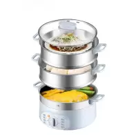 苏泊尔电蒸锅多功能家用三层蒸汽锅大容量蒸菜神器多层全自动蒸笼 浅蓝色家用电锅