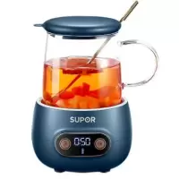 苏泊尔（SUPOR）养生壶0.4L迷你养生杯热牛奶杯电热杯煮花茶壶玻璃水杯 蓝色