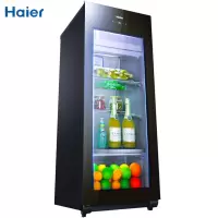 海尔冰吧茶叶柜家用冰柜立式酒柜办公室水果蛋糕饮料保鲜冷藏柜客厅冰箱单门 黑棕色冷藏冷冻电脑控温-独立制冰