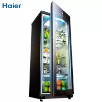 海尔冰吧茶叶柜家用冰柜立式酒柜办公室水果蛋糕饮料保鲜冷藏柜客厅冰箱单门 168L黑棕色冷藏电脑控温+压缩机制冷