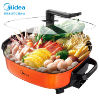 美的(Midea)多功能锅电火锅电煮热锅家用多用途4L大容量煎烤电炒锅智能断电分体鸳鸯不粘锅 [6L品质推荐]双环大火力