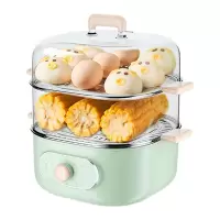 美的电蒸锅多功能家用小型双层蒸汽锅早餐机大容量自动断电蒸笼 透明